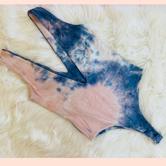 Fore Tie Dye Bodysuit S Blue Pink Tank - Picture 3 of 12